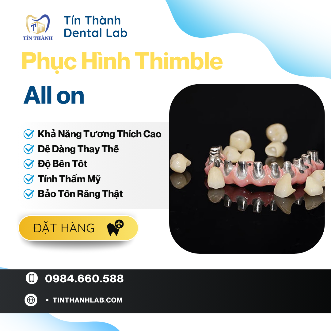 Hàm Thimble in Crom Cobalt lên răng rời sứ Titan, hàm 4 trụ 12 răng