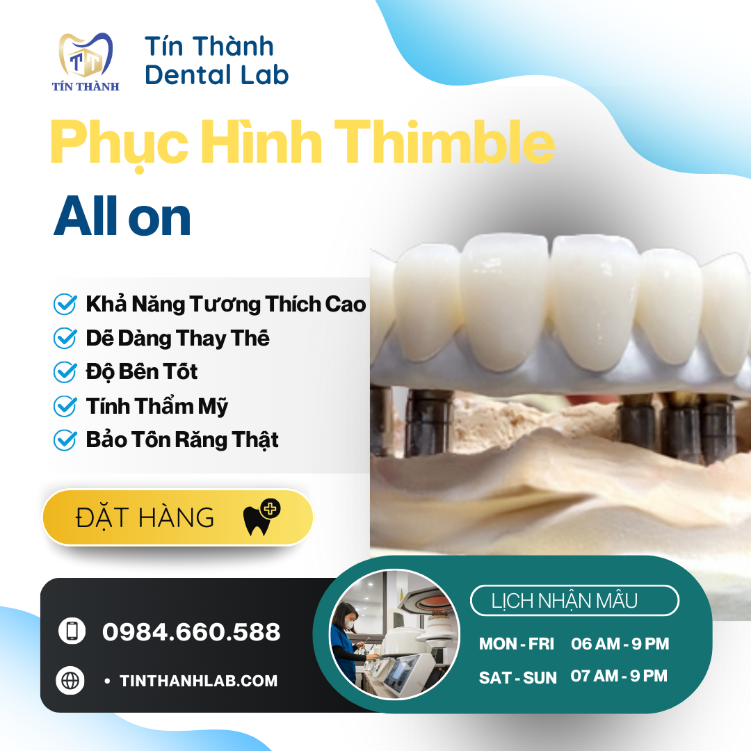Hàm Thimble in Crom Cobalt lên răng sứ Zirconia, hàm 4 trụ 12 răng
